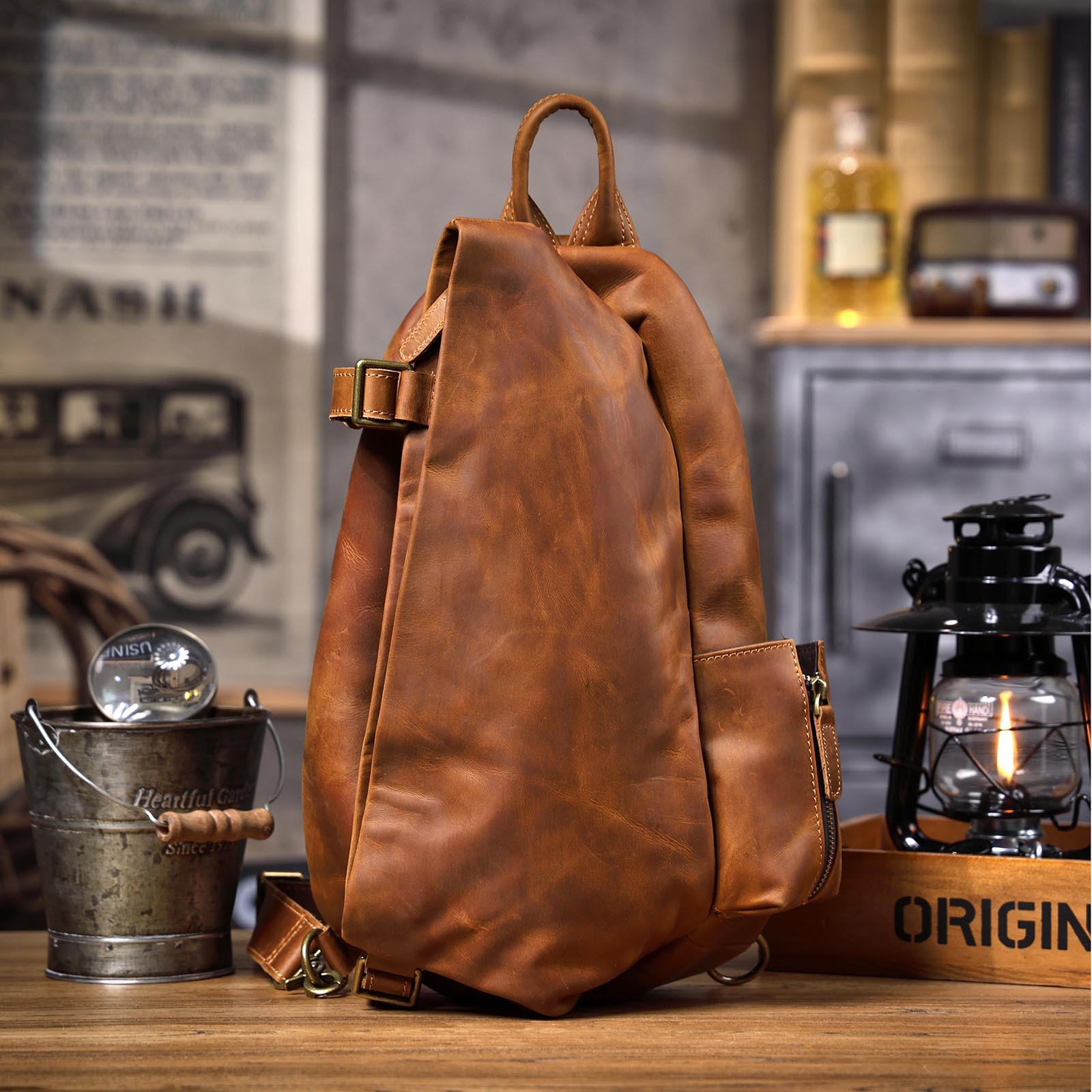 Sac de poitrine Vintage en cui - Travel Organizer Men avis et prix