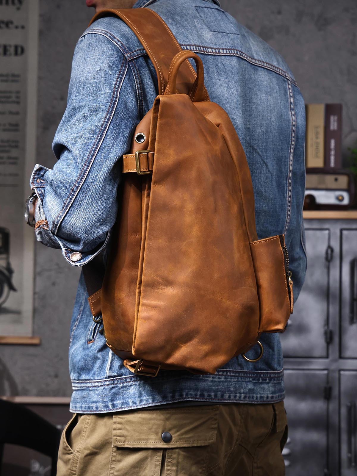 Sac de poitrine Vintage en cui - Travel Organizer Men avis et prix